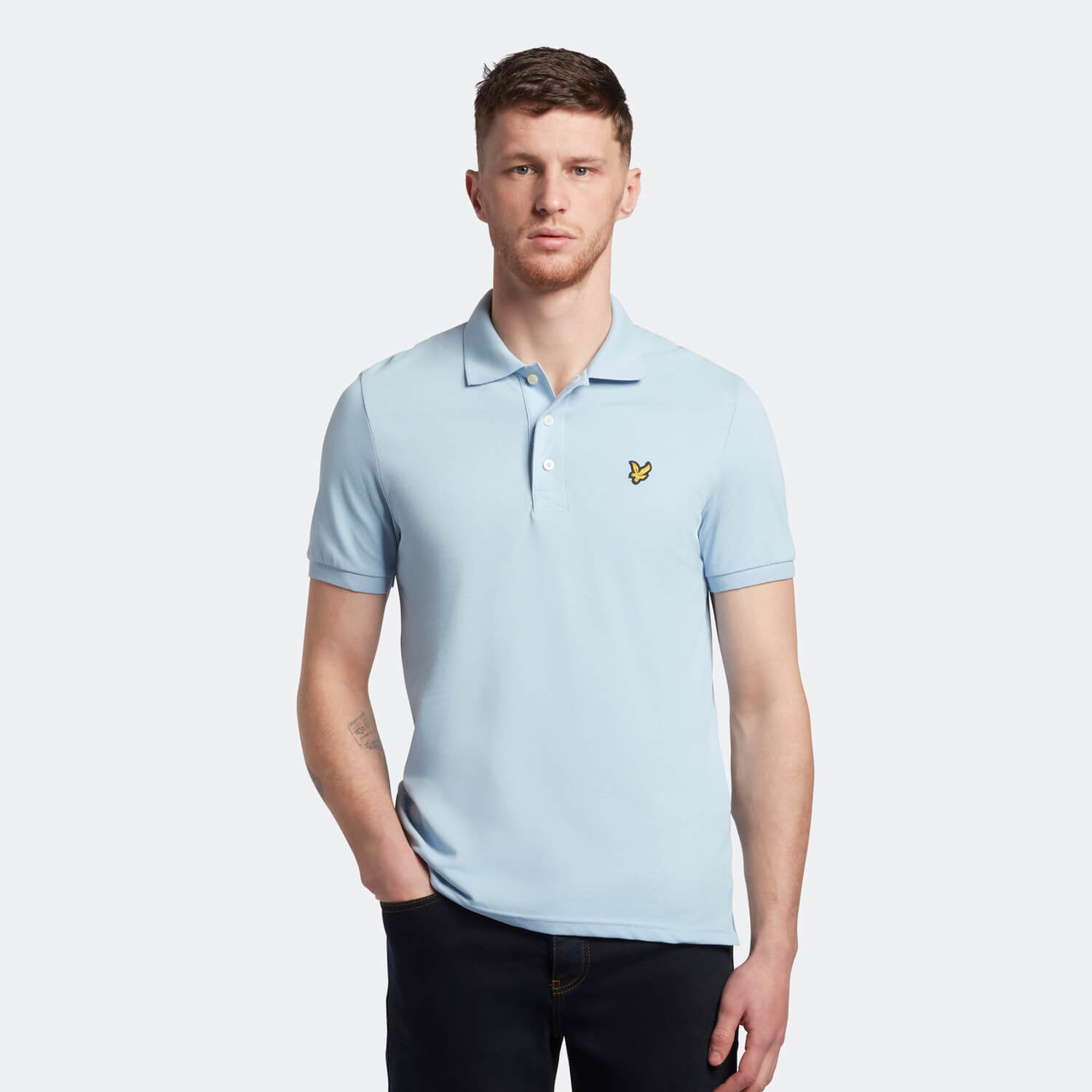 Men's Plain Polo Shirt - Light Blue - M