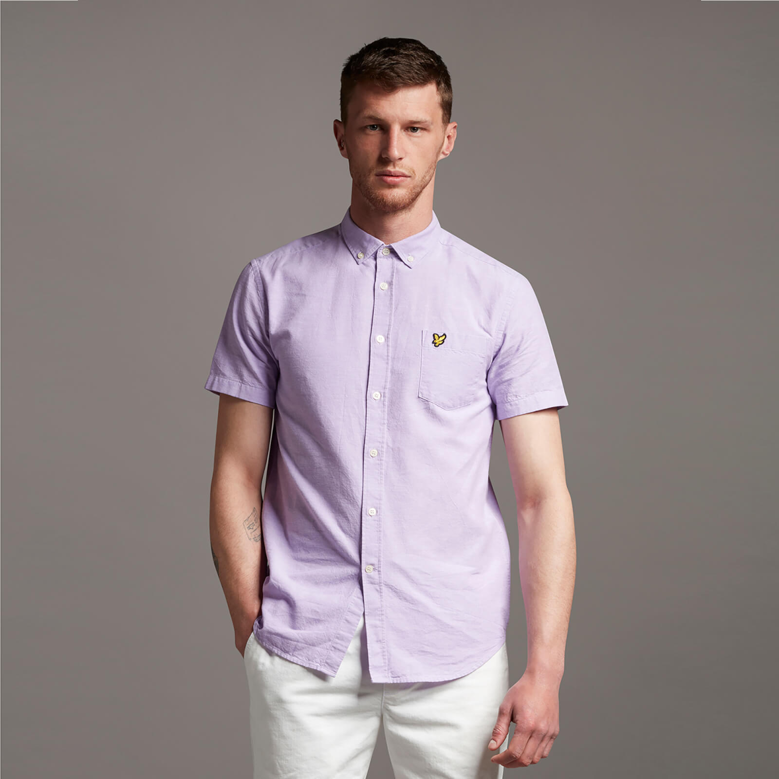 

Short Sleeve Light Weight Slub Oxford Shirt - Amethyst/ White - S
