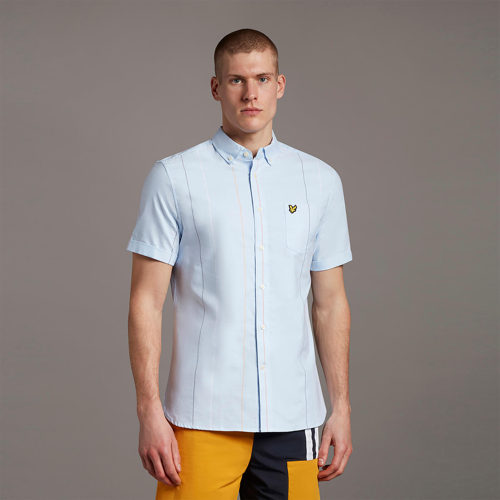 

Vertical Stripe Short Sleeve Oxford Shirt - Riviera - S