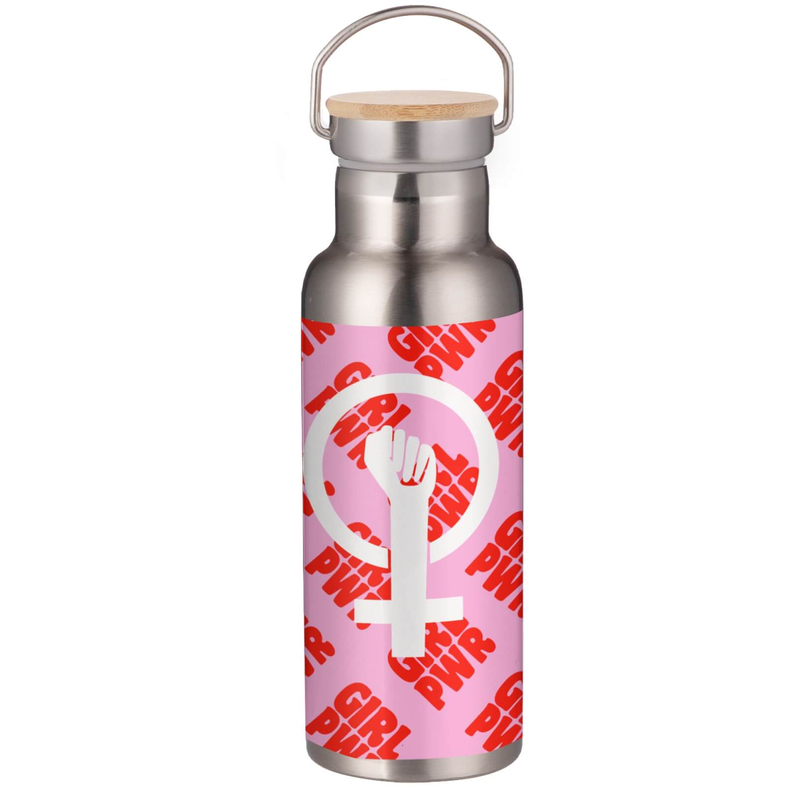 Feminist Girl Power Symbol Portable Insulated Water Bottle - White