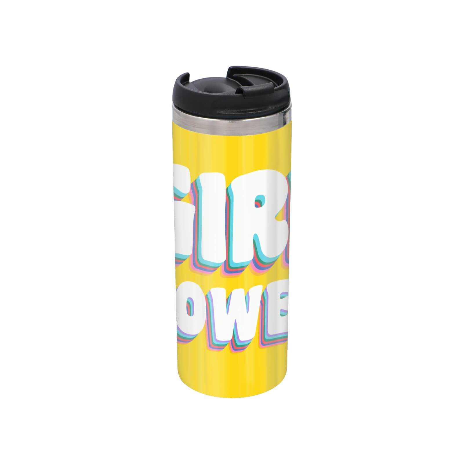 Feminist Girl Power Stainless Steel Thermo Travel Mug - Metallic Finish