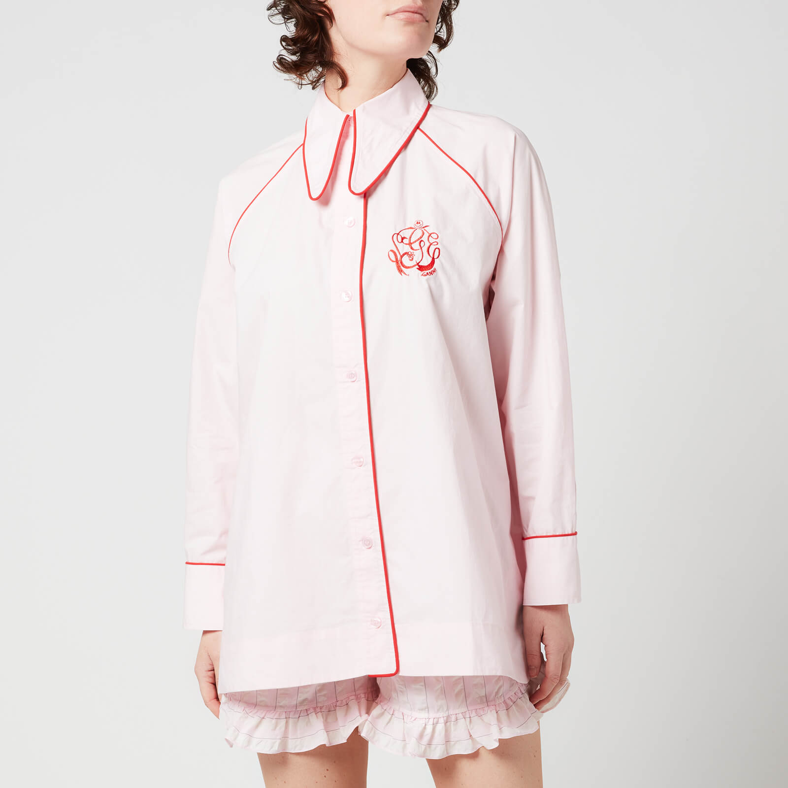 Ganni Women's Cotton Poplin Pyjama Shirt - Cherry Blossom - XXS/XS