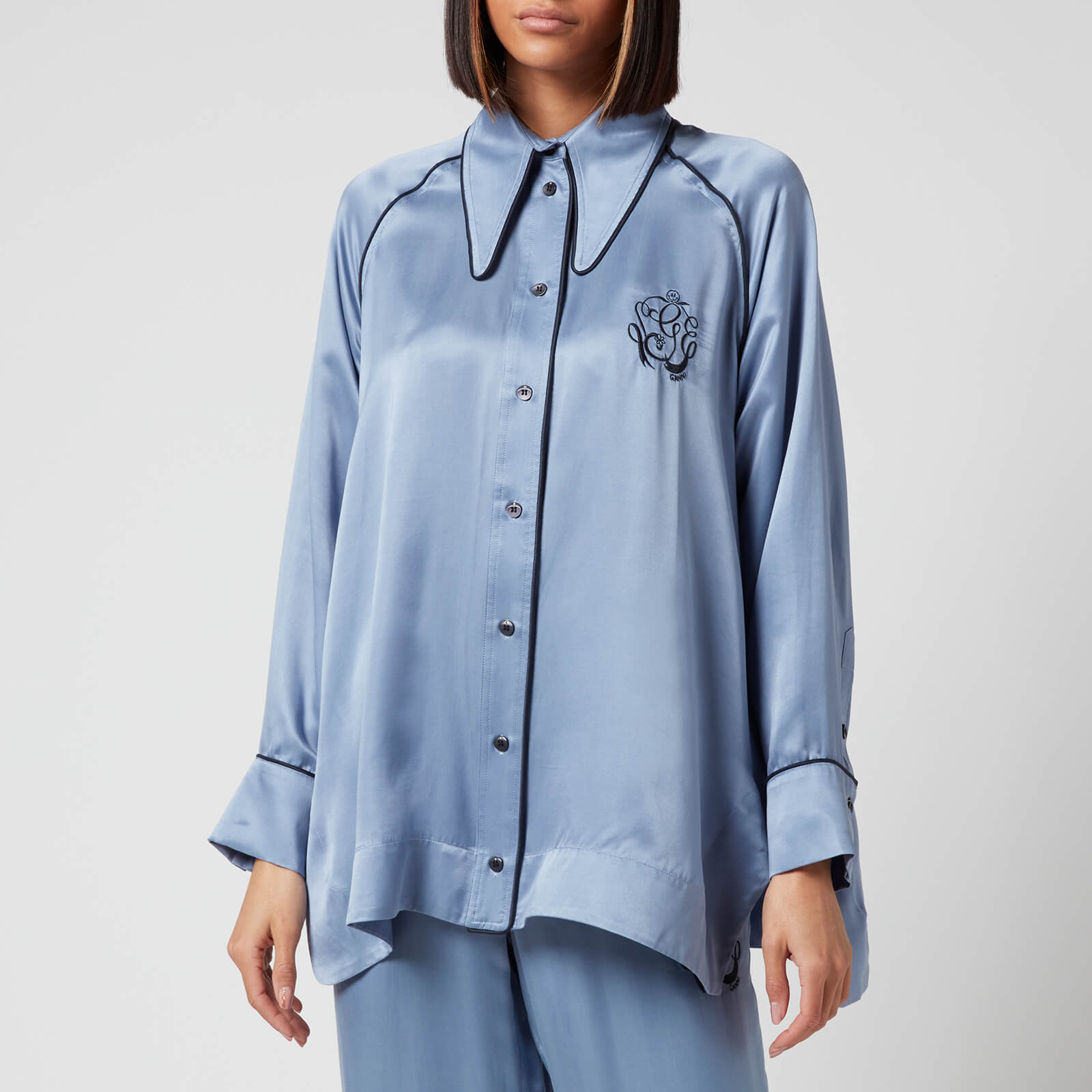 Ganni Women's Silk Pyjama Shirt - Tempest - XXS/XS