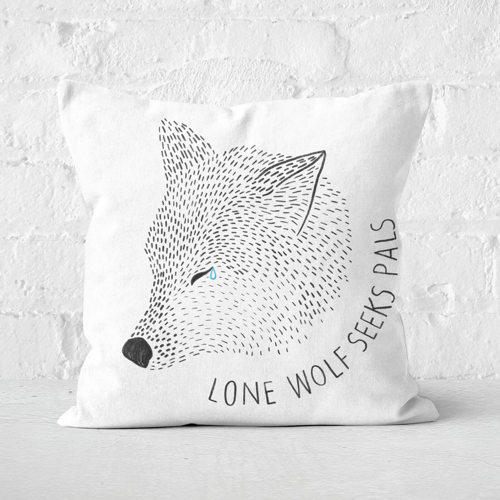 Lone Wolf Seeks Pals Square Cushion - 60x60cm - Soft Touch