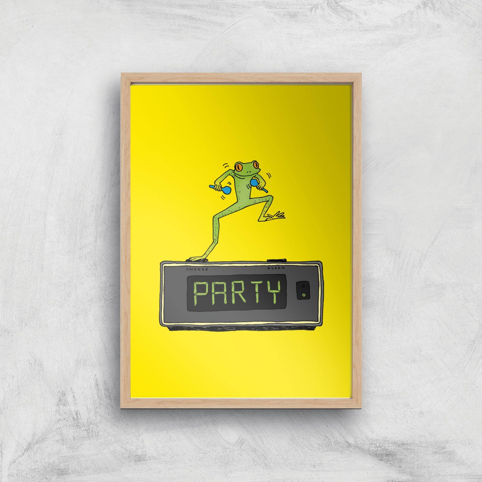 Party Frog Giclee Art Print - A4 - Wooden Frame