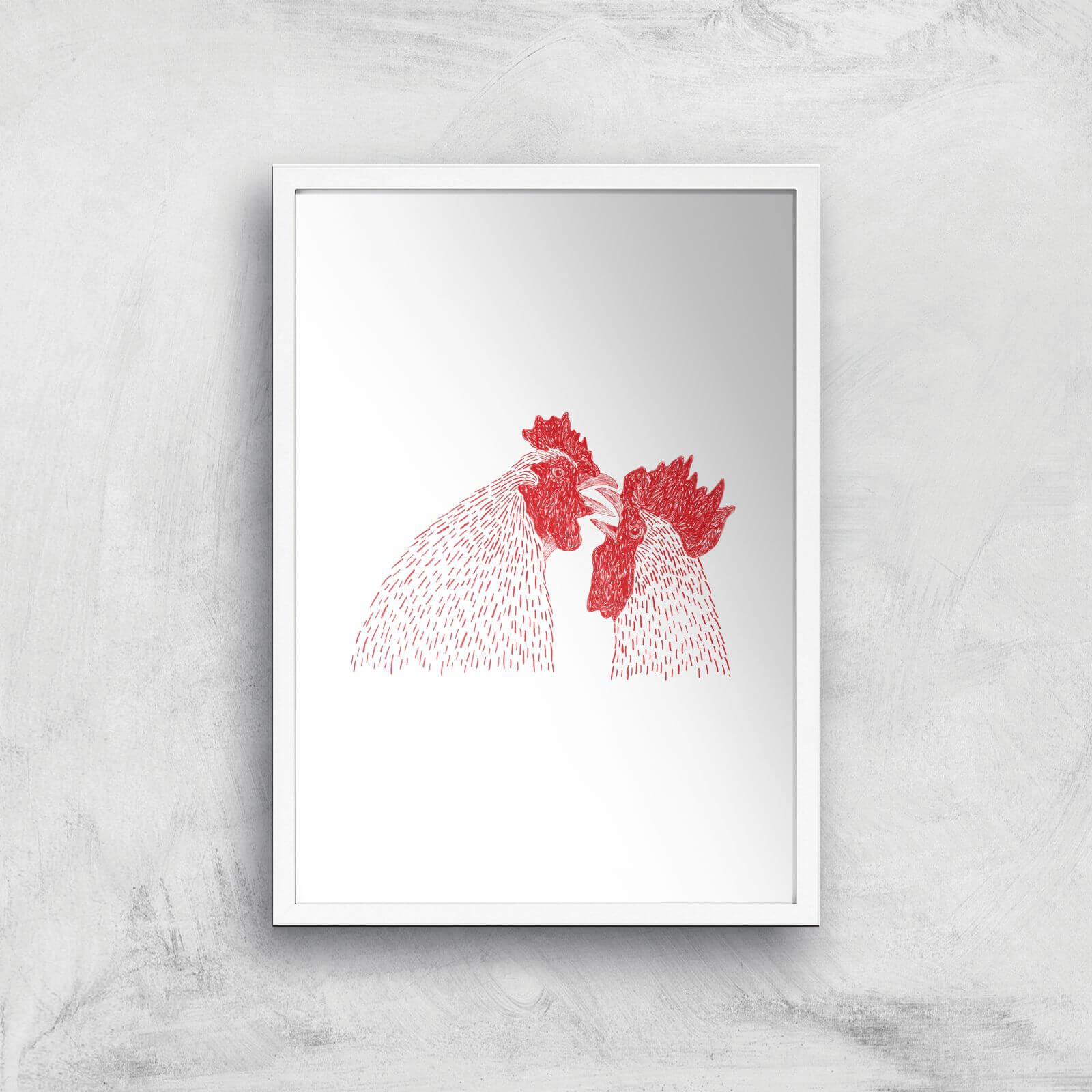 Cockerels Giclee Art Print - A3 - White Frame