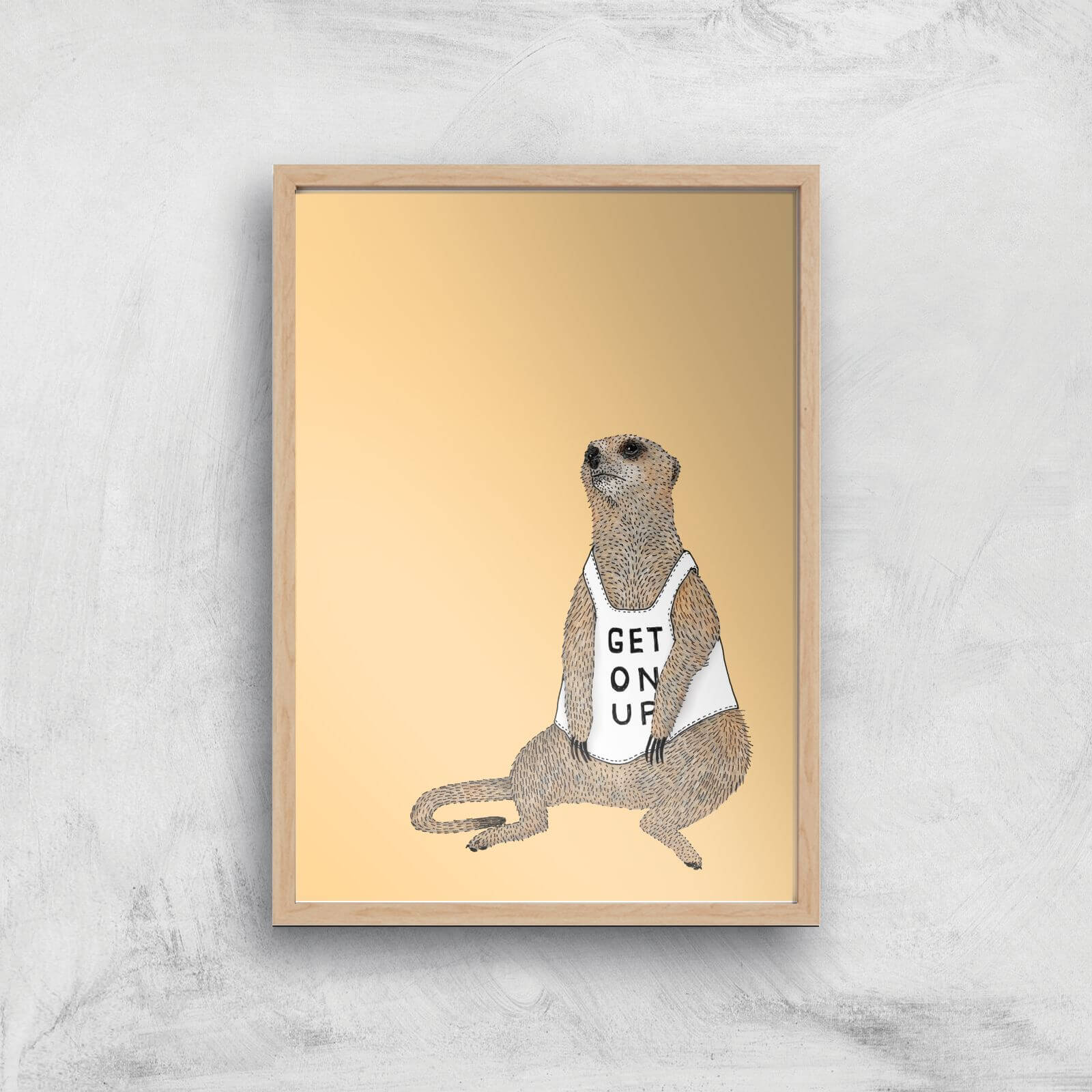 Mellow Meerkat Giclee Art Print - A2 - Wooden Frame