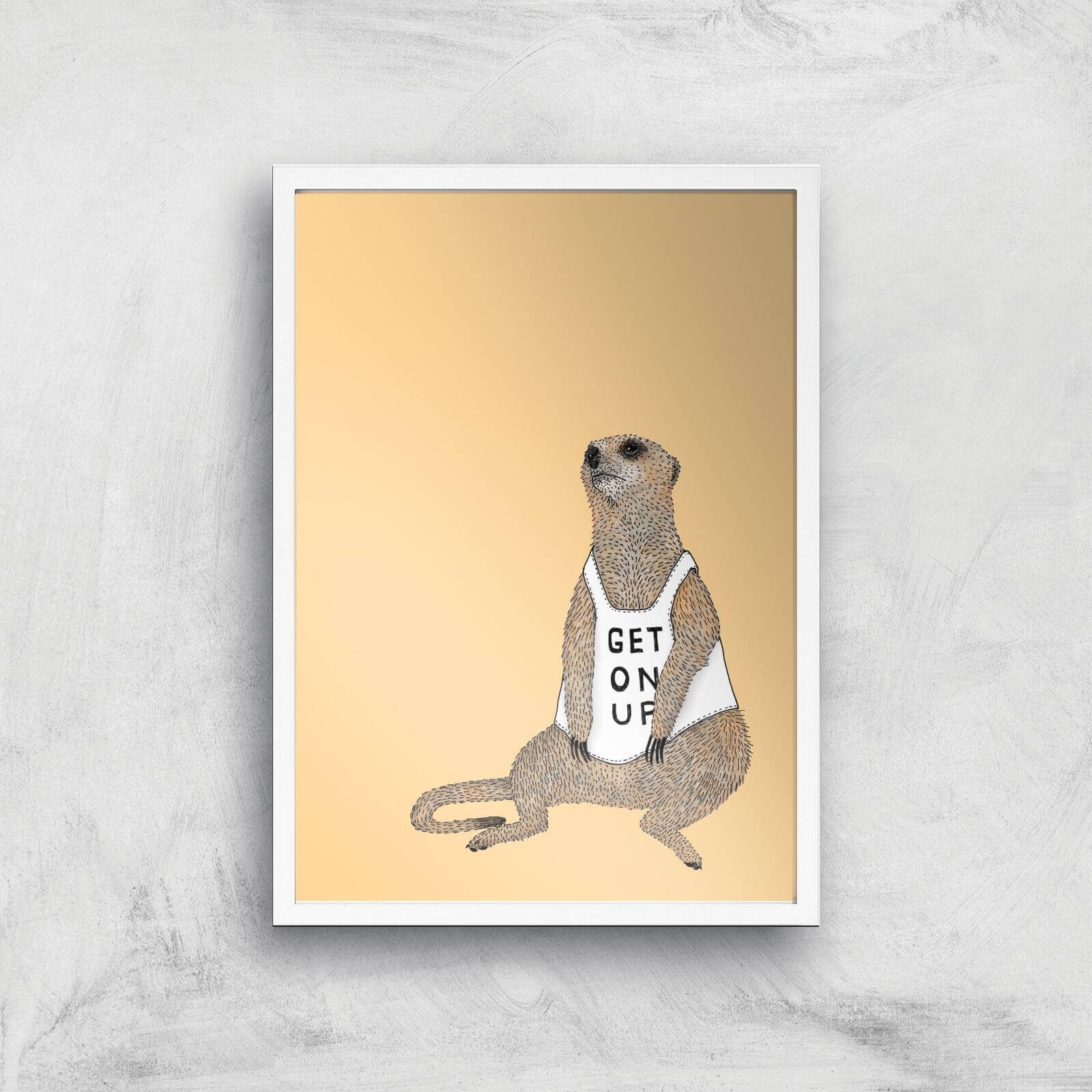 Mellow Meerkat Giclee Art Print - A2 - White Frame