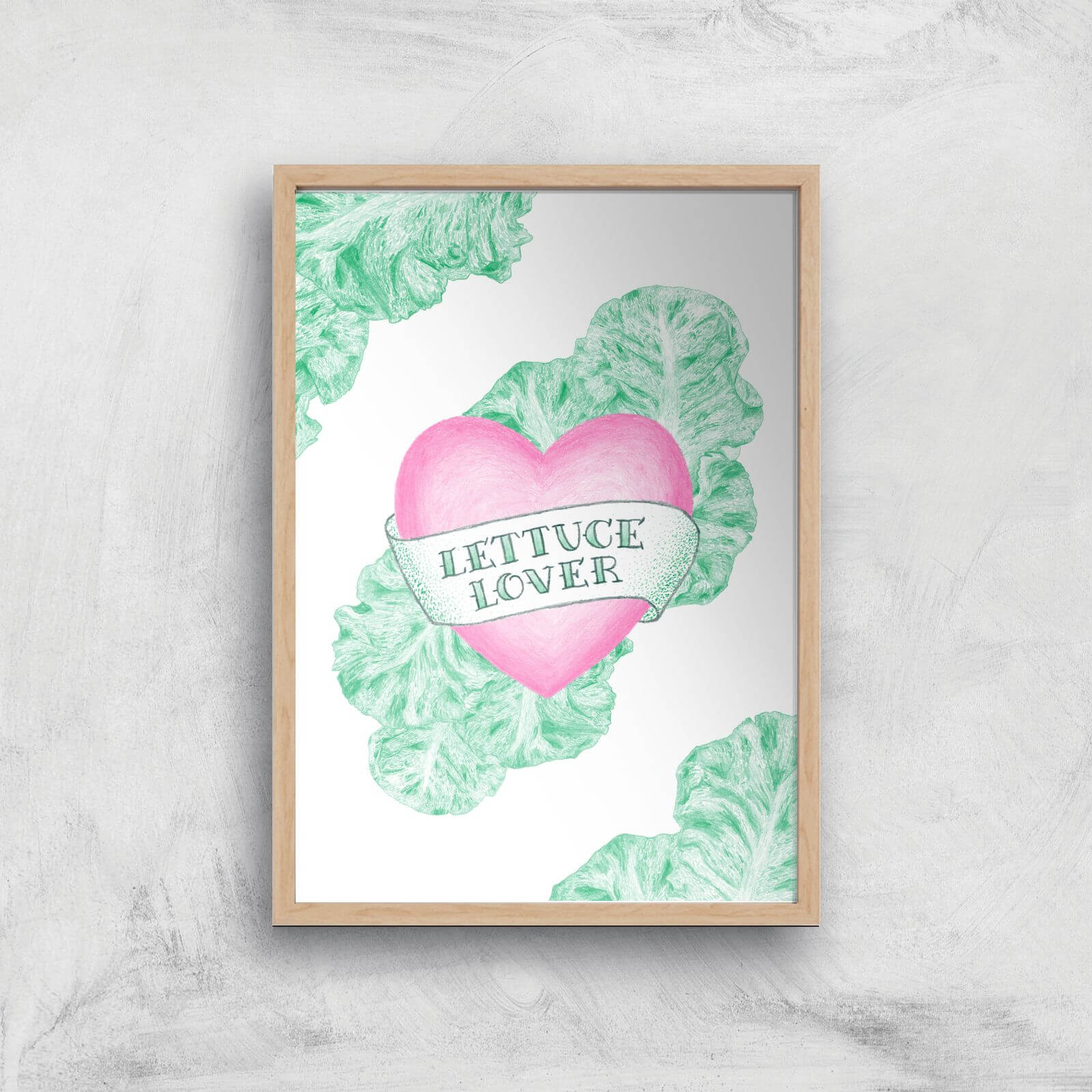 Lettuce Lover Giclee Art Print - A4 - Wooden Frame