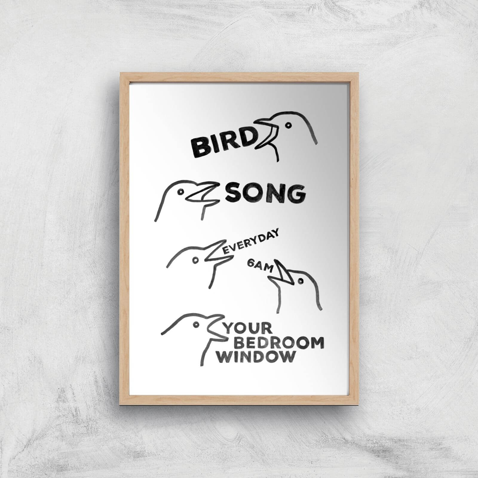 Bird Song Everyday Giclee Art Print - A4 - Wooden Frame