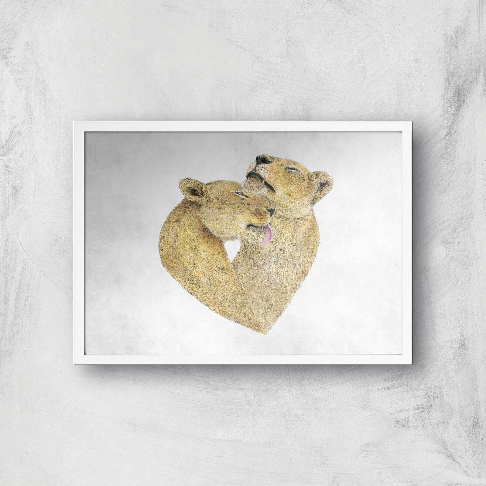 Lioness Lovers Giclee Art Print - A2 - White Frame