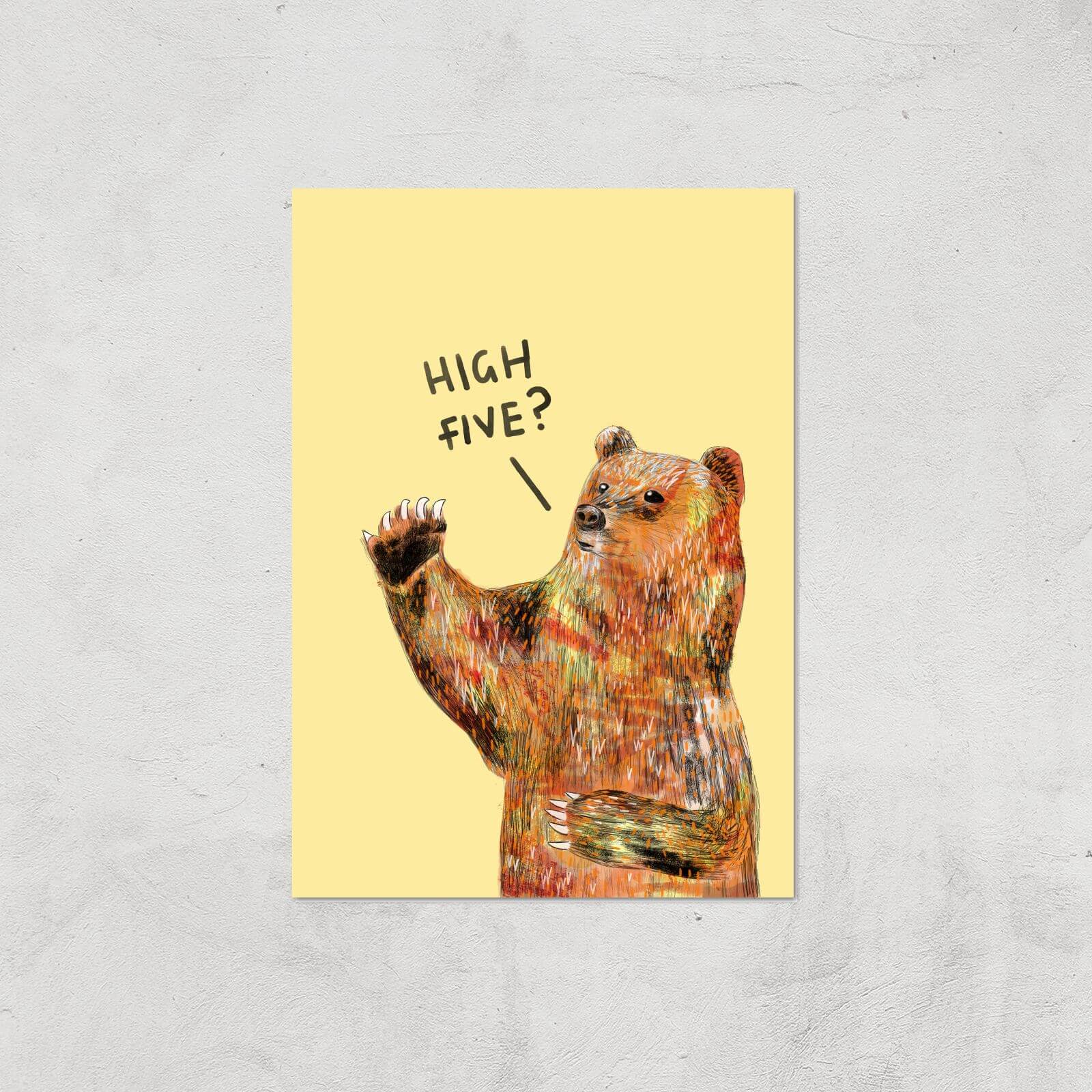High Five Bear Giclee Art Print - A2 - Print Only