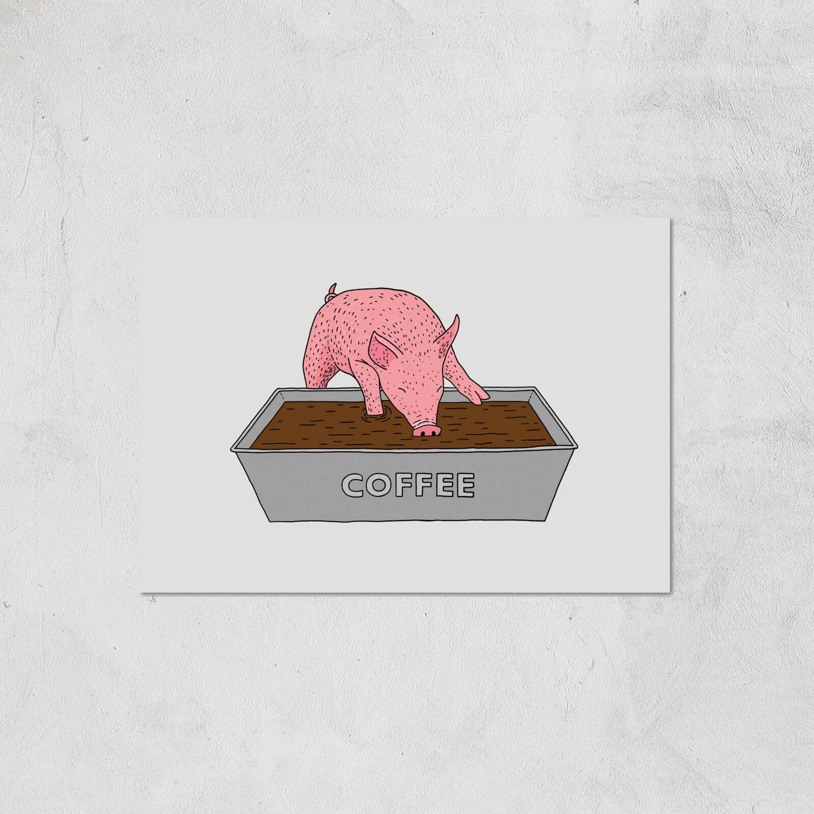 Coffee Pig Giclee Art Print - A4 - Print Only