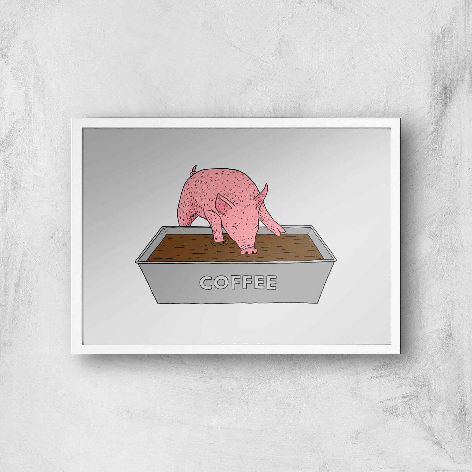 Coffee Pig Giclee Art Print - A2 - White Frame