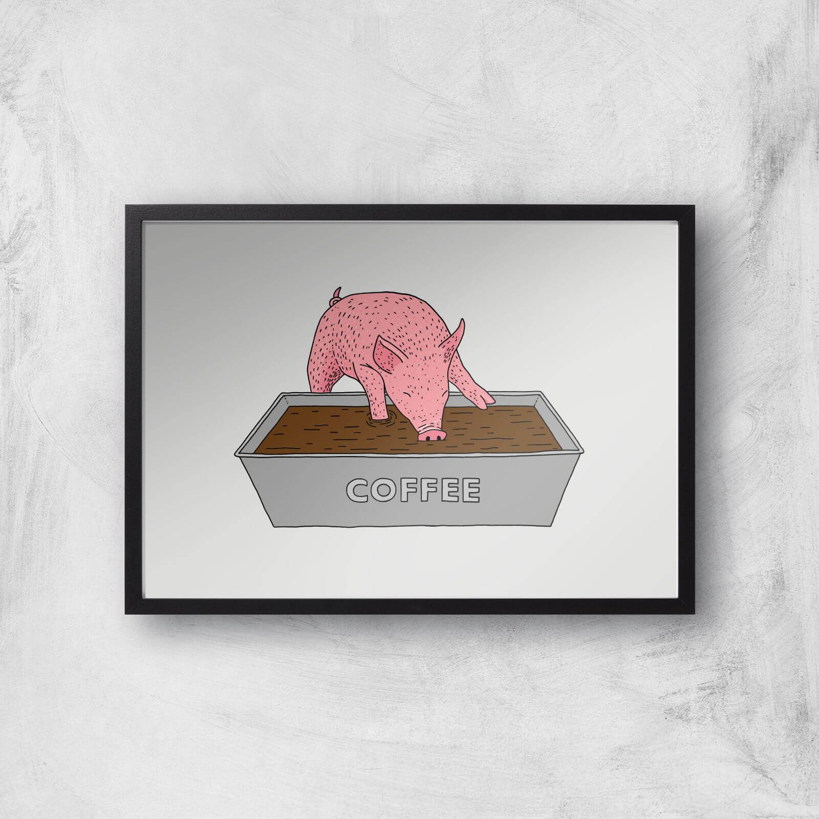 Coffee Pig Giclee Art Print - A2 - Black Frame