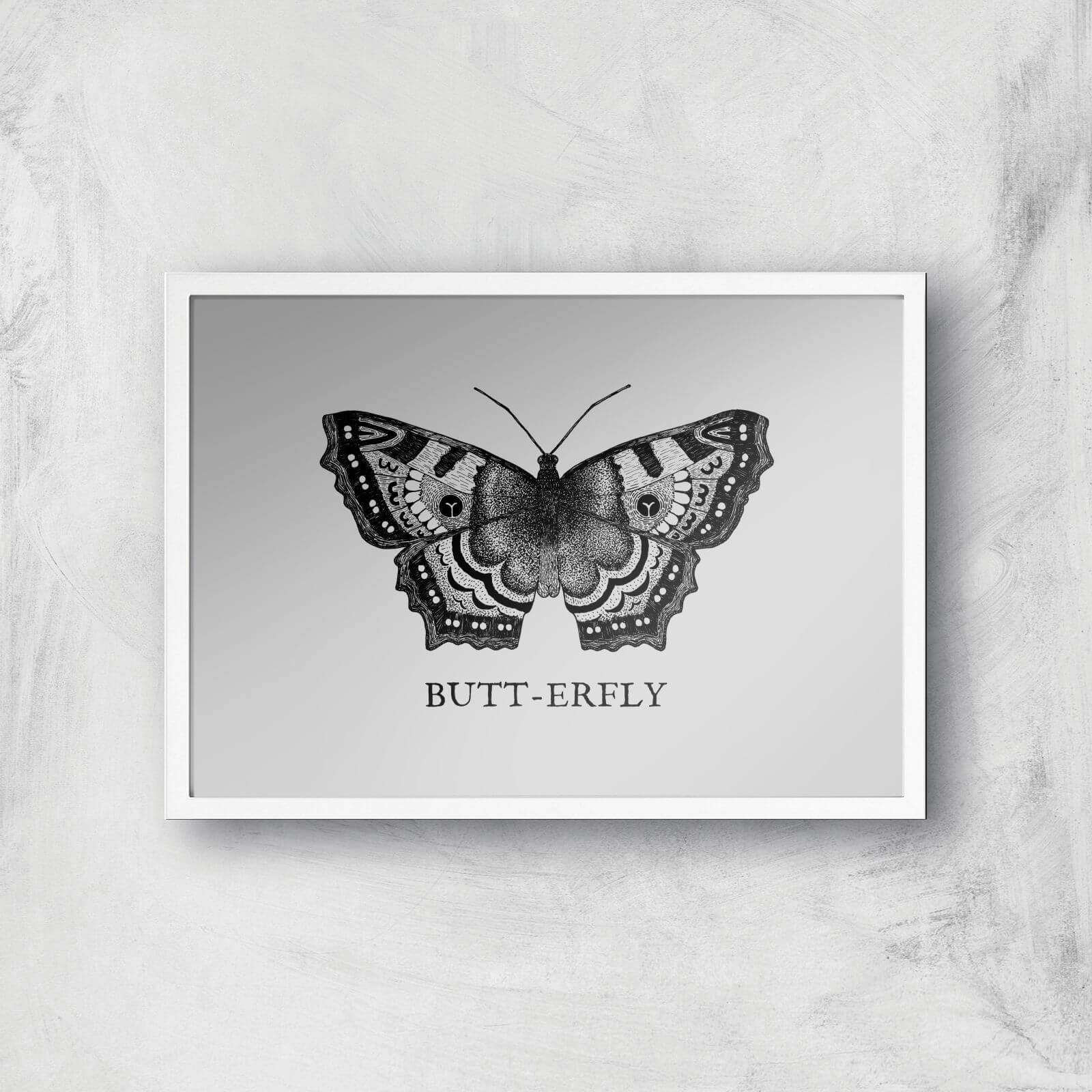 Butt-erfly Giclee Art Print - A2 - White Frame