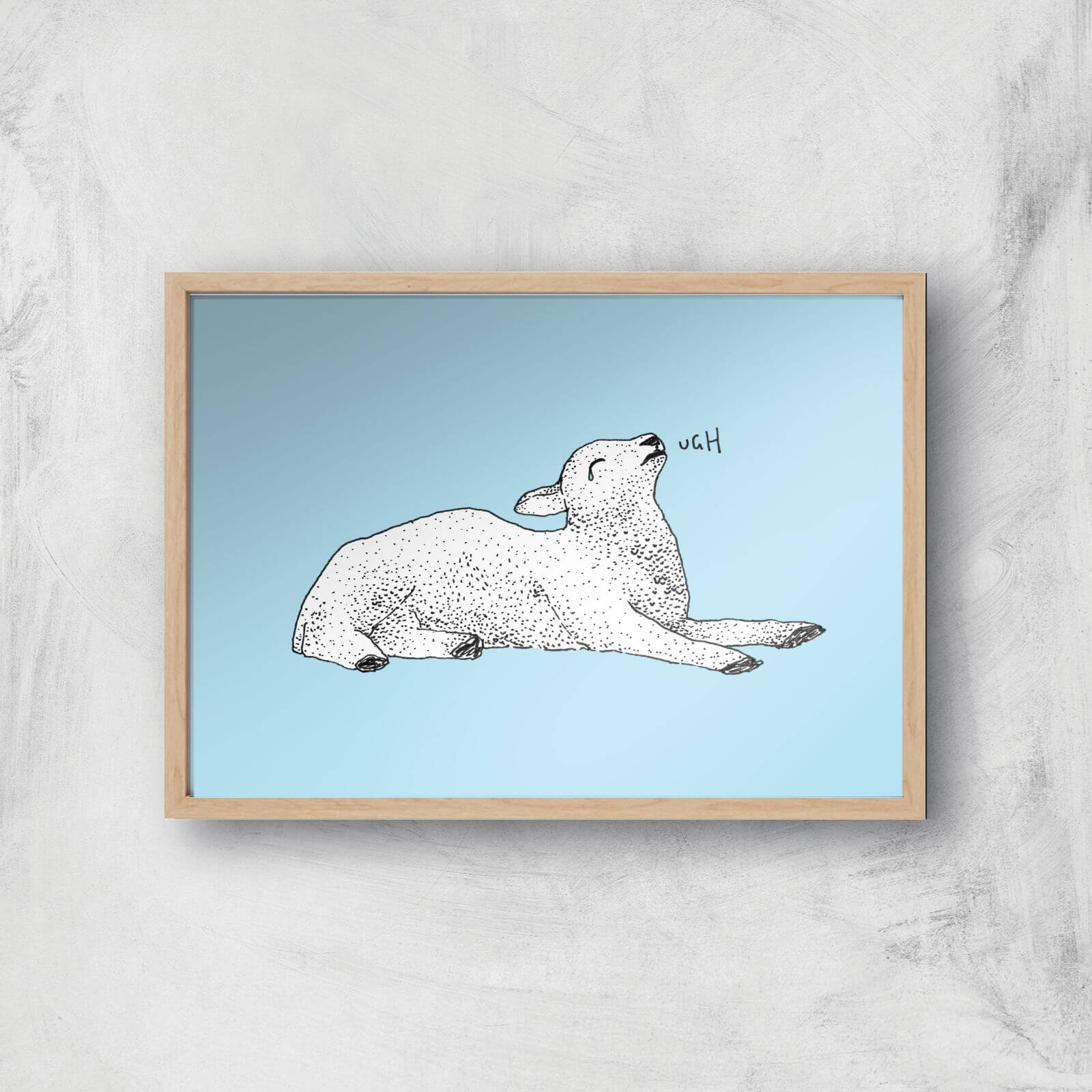 Exasperated Lamb Giclee Art Print - A4 - Wooden Frame