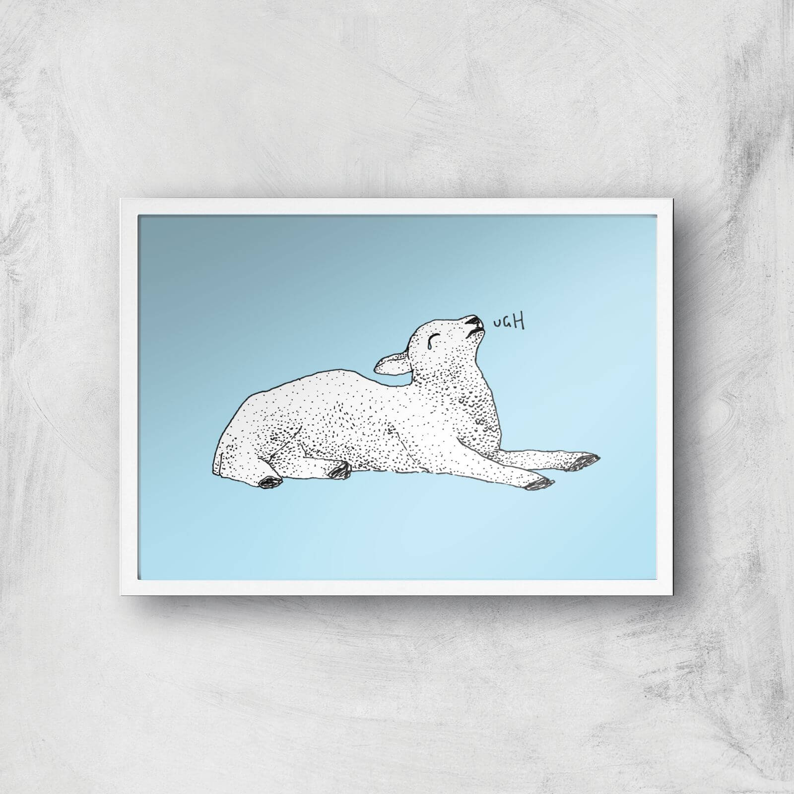 Exasperated Lamb Giclee Art Print - A3 - White Frame