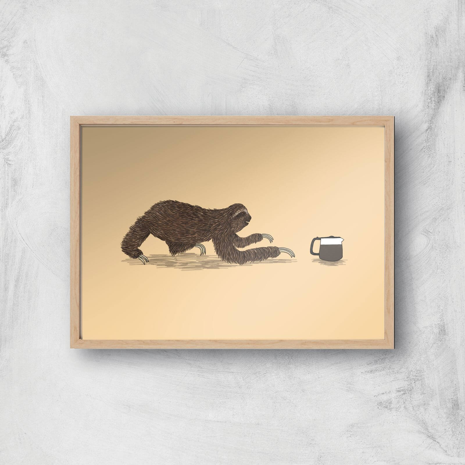 Crawl To The Coffee Giclee Art Print - A4 - Wooden Frame