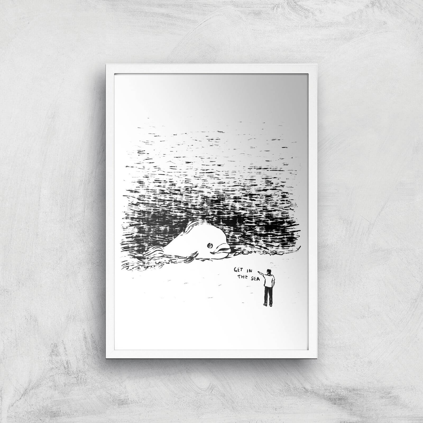Get In The Sea Giclee Art Print - A3 - White Frame