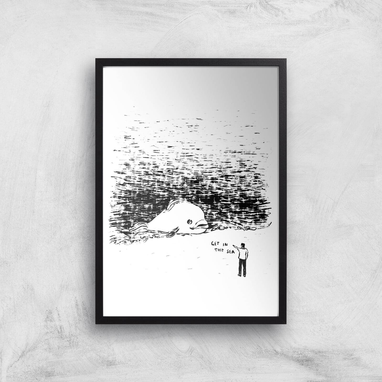 Get In The Sea Giclee Art Print - A2 - Black Frame