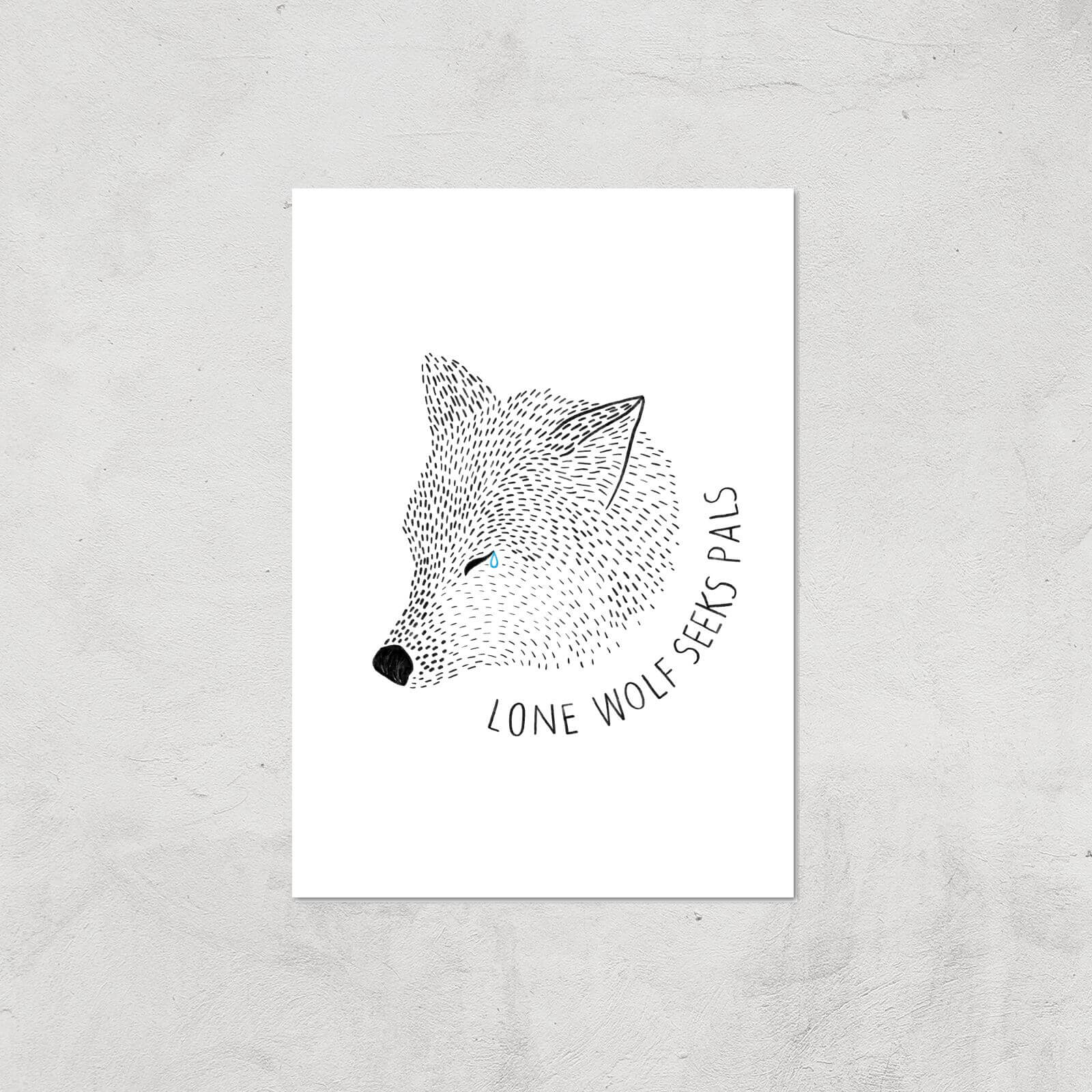 Lone Wolf Seeks Pals Giclee Art Print - A2 - Print Only