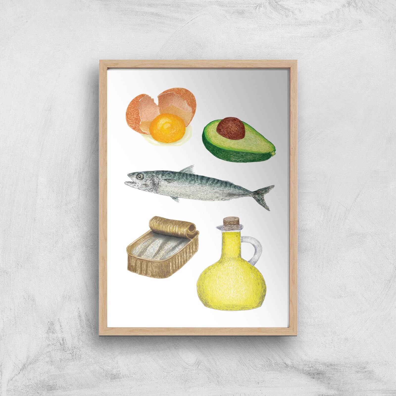 Good Fats Giclee Art Print - A4 - Wooden Frame