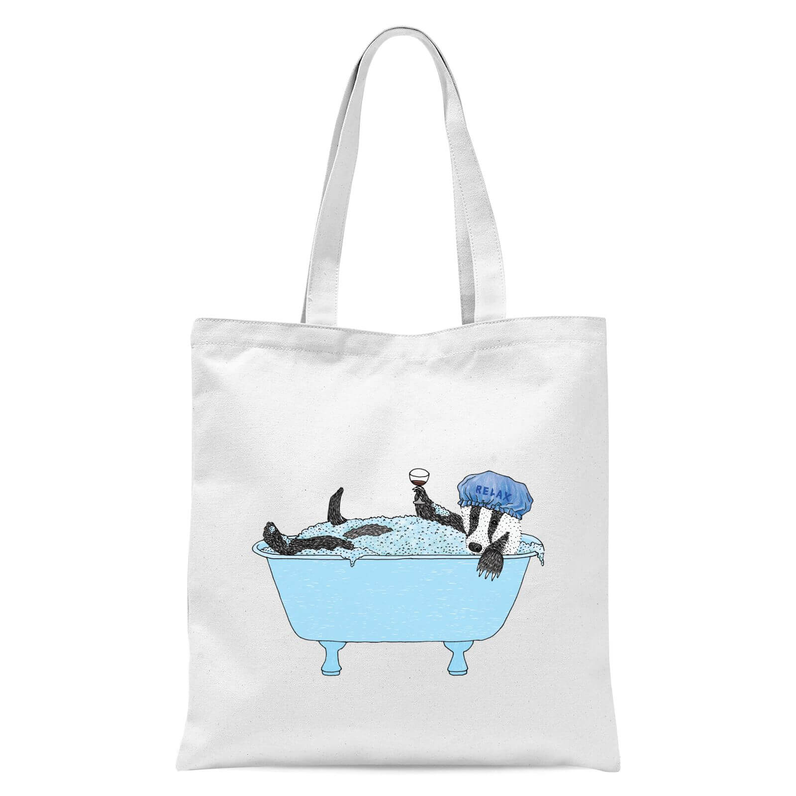 Bathing Badger Tote Bag - White