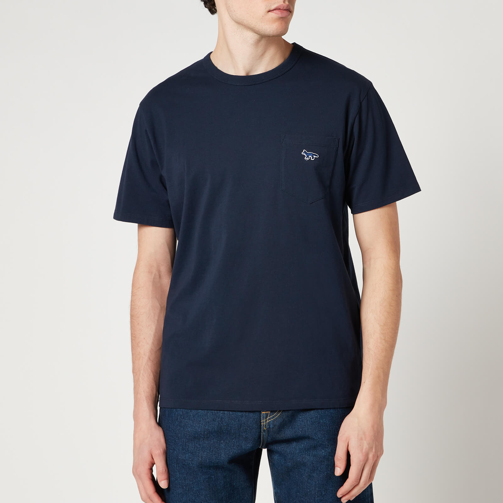 Maison Kitsuné Men's Navy Fox Patch Classic Pocket T-Shirt - Navy - S
