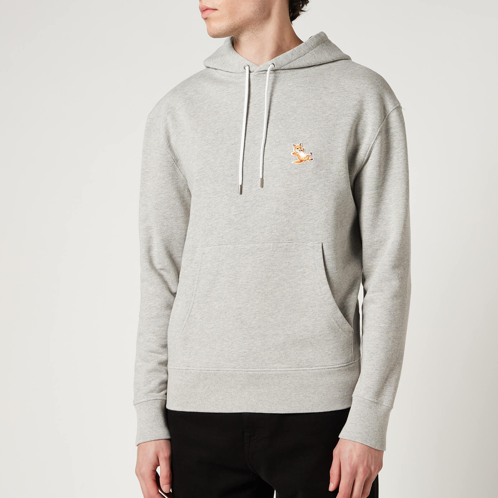 Maison Kitsuné Men's Chillax Fox Patch Classic Hoodie - Grey Melange - S