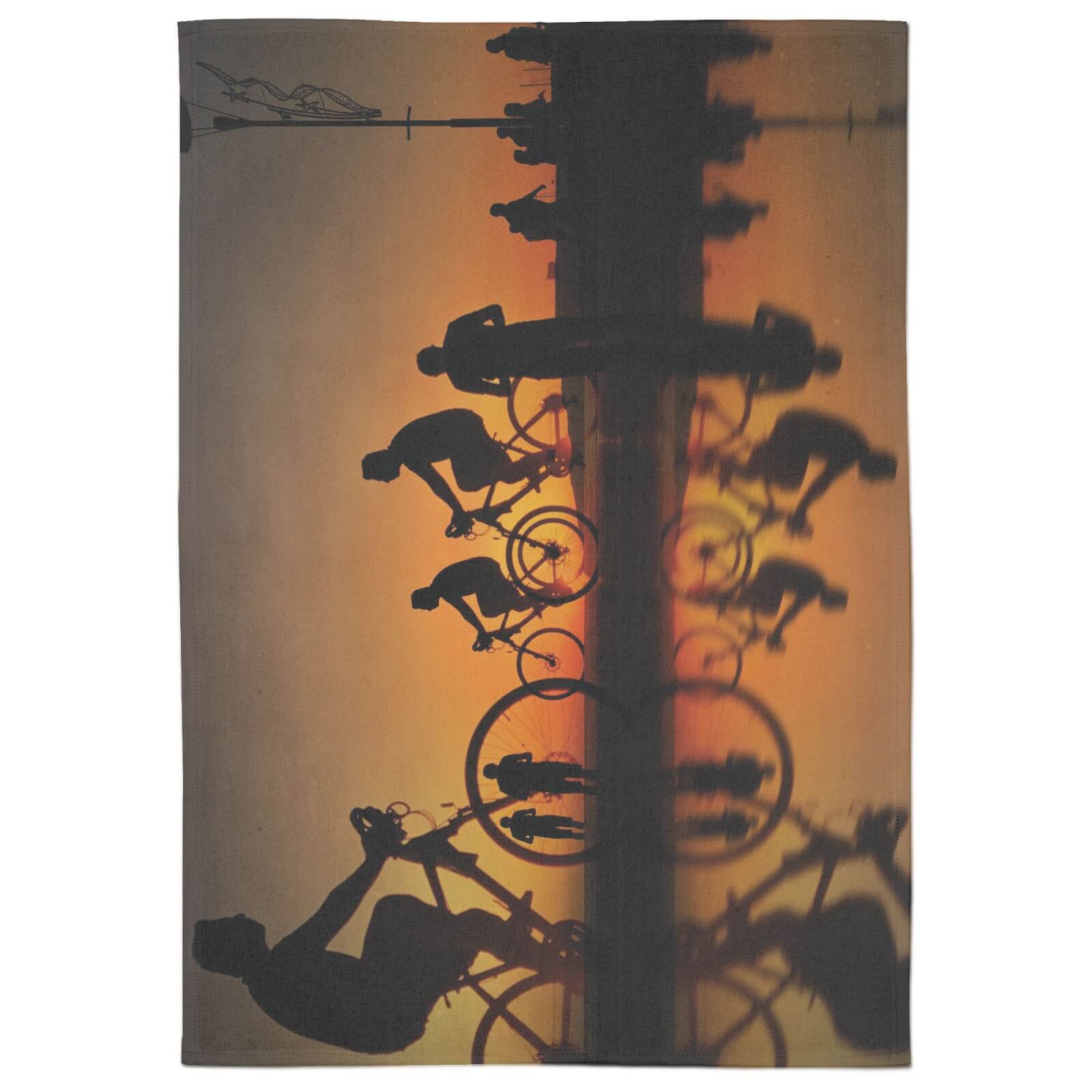 Sunset On The Coast Cotton Tea Towel - White