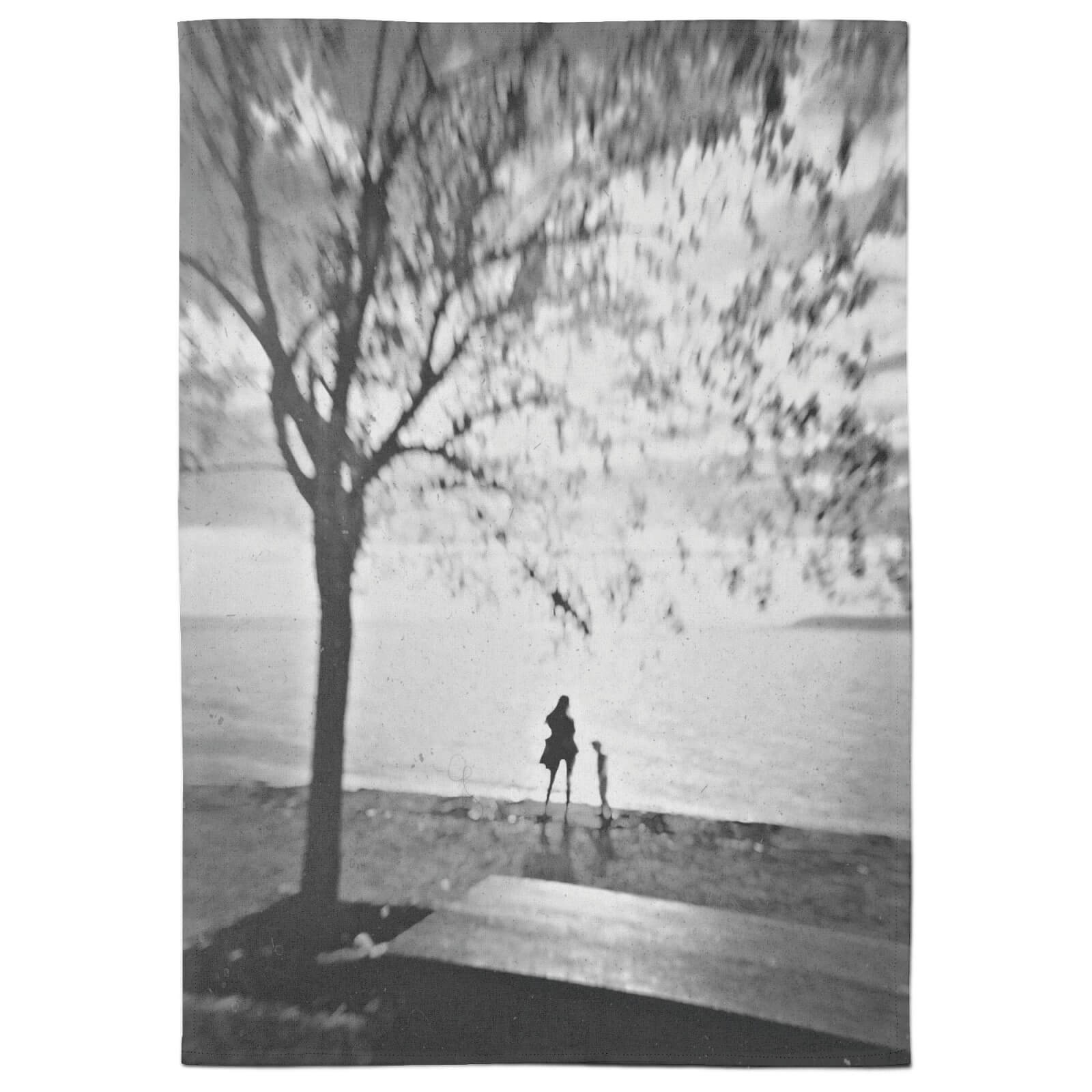 Together On The Beach Cotton Tea Towel - White