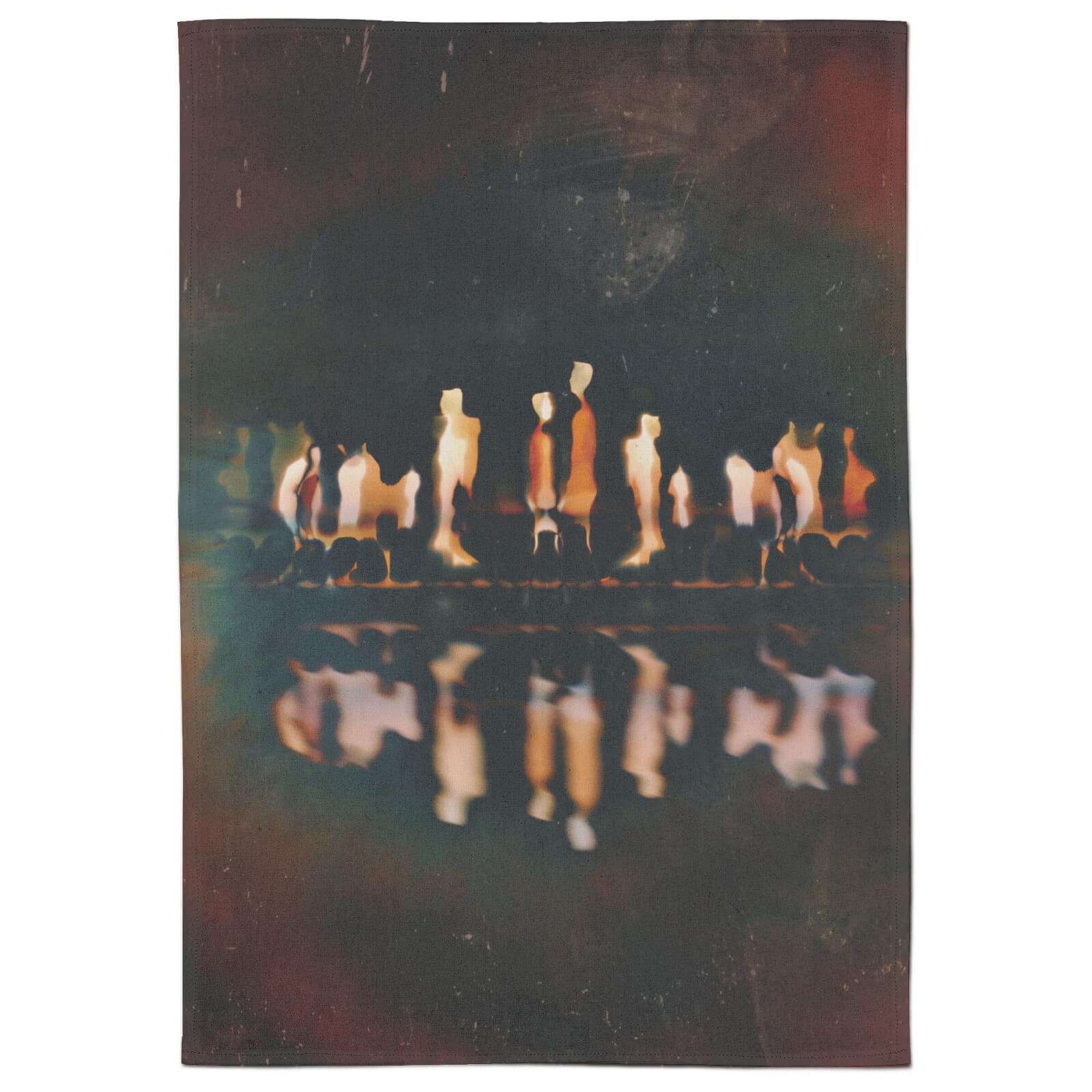 Abstract In The Night Square Cotton Tea Towel - White