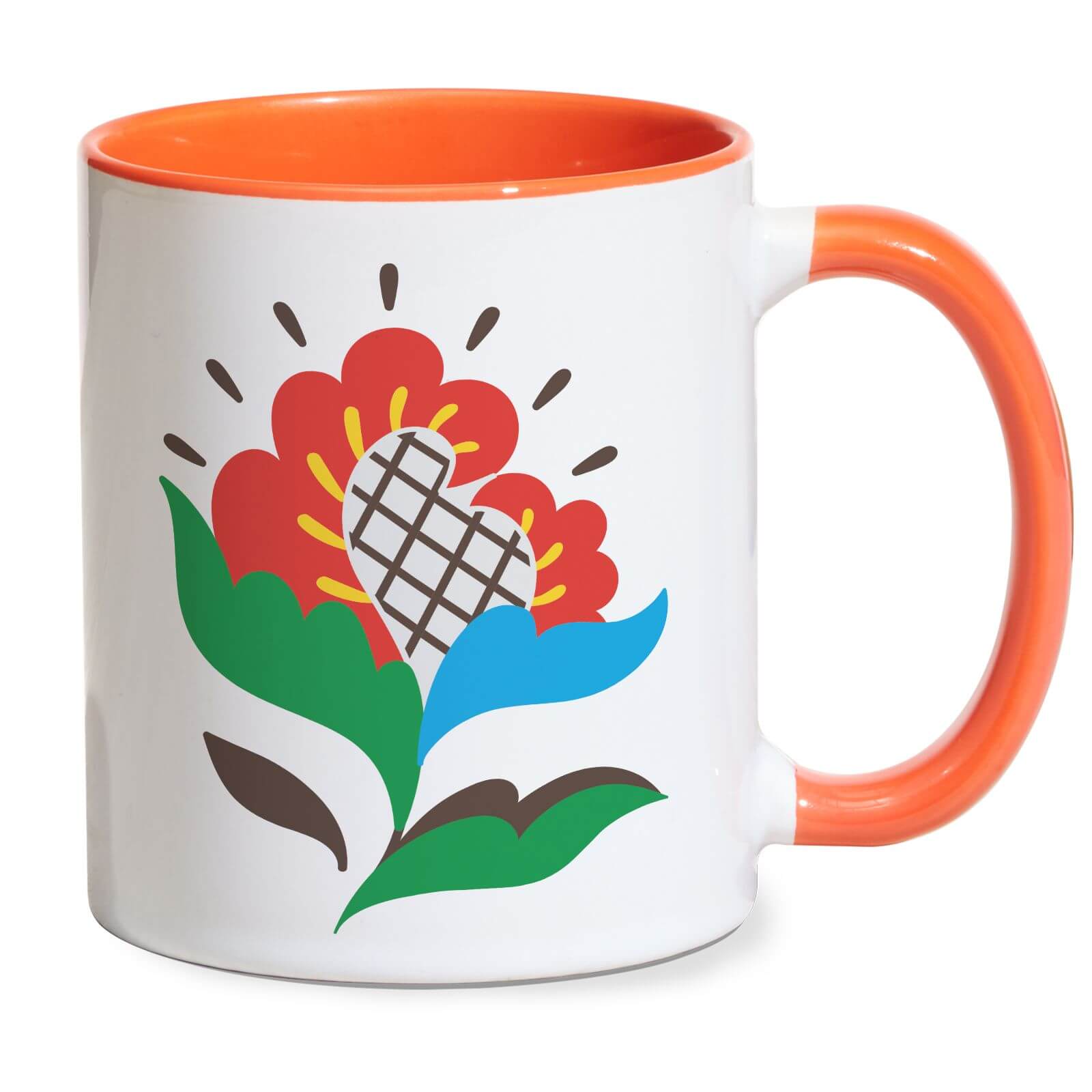 Primitive Flower Mug - Orange