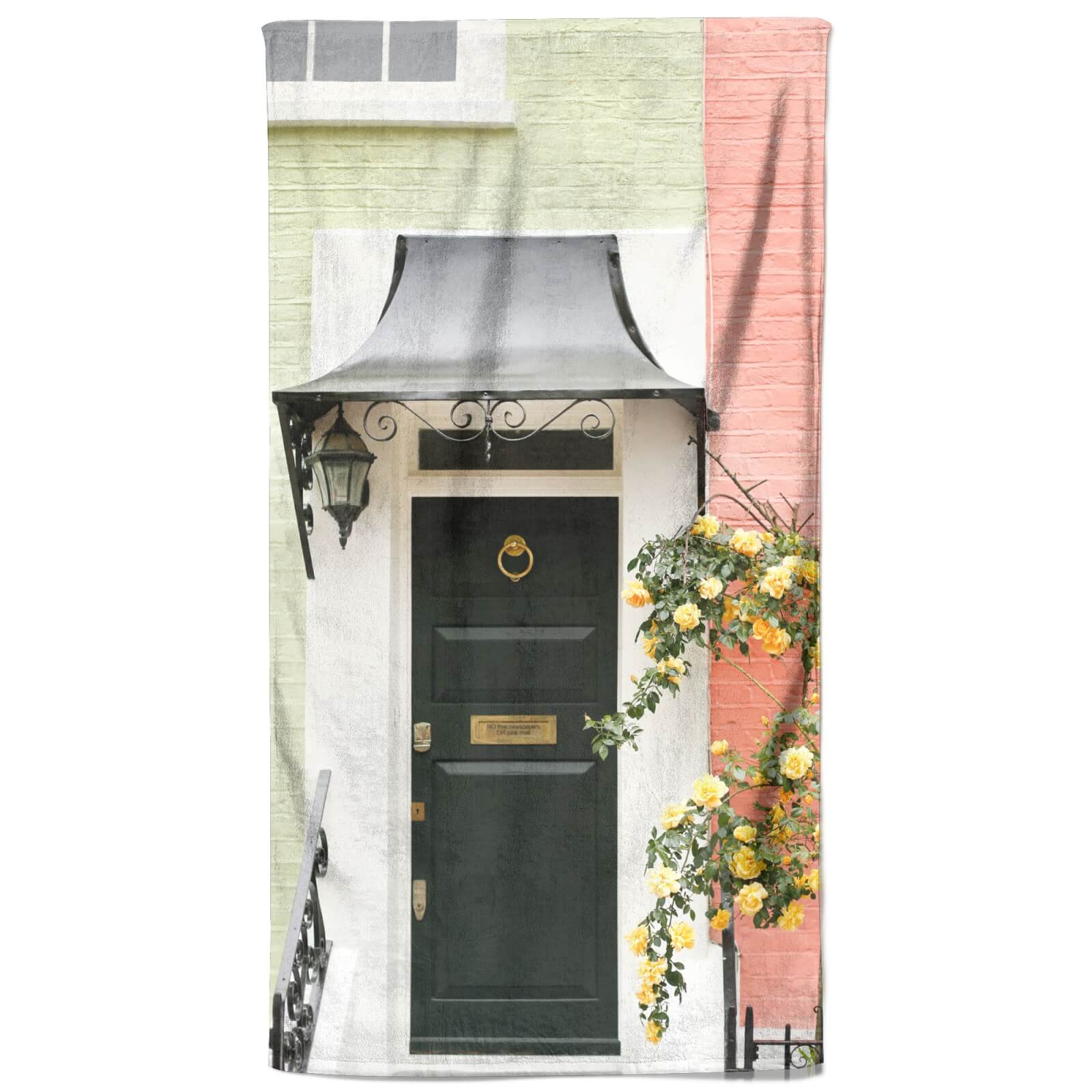Black Door Yellow Roses Beach Towel