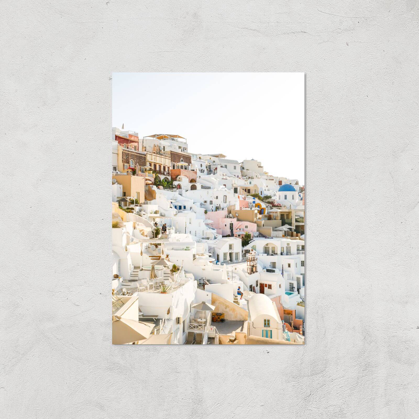 Santorini Town Giclee Art Print - A4 - Print Only