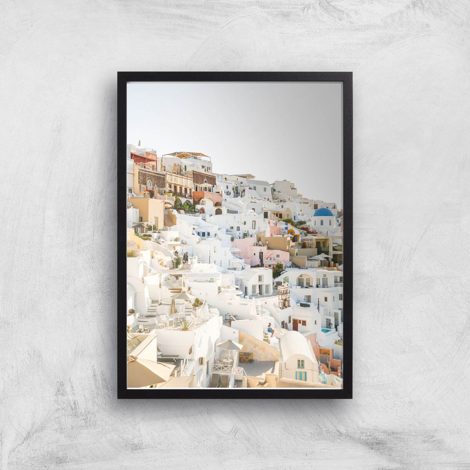 Santorini Town Giclee Art Print - A2 - Black Frame