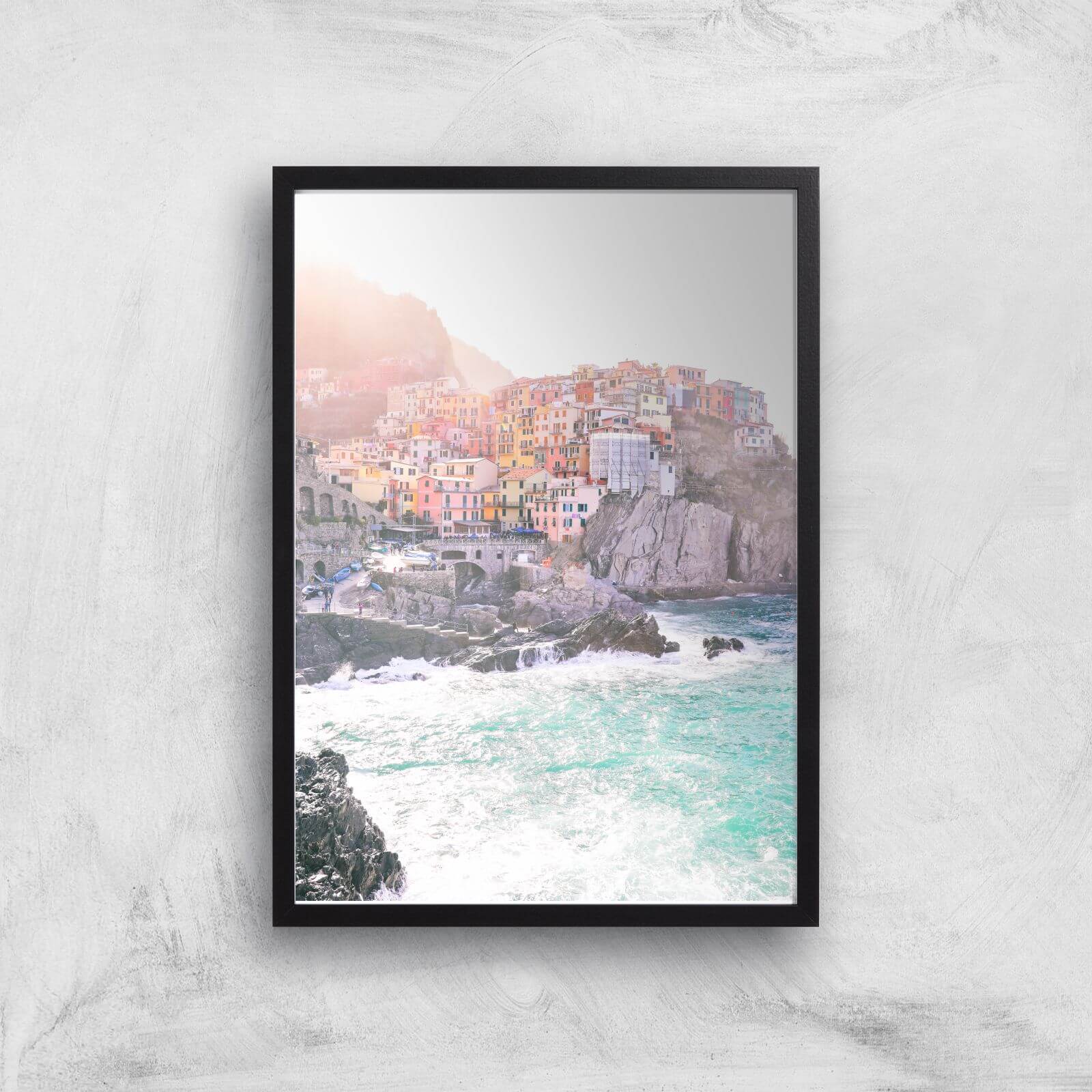 Italian Coastal Town Giclee Art Print - A3 - Black Frame