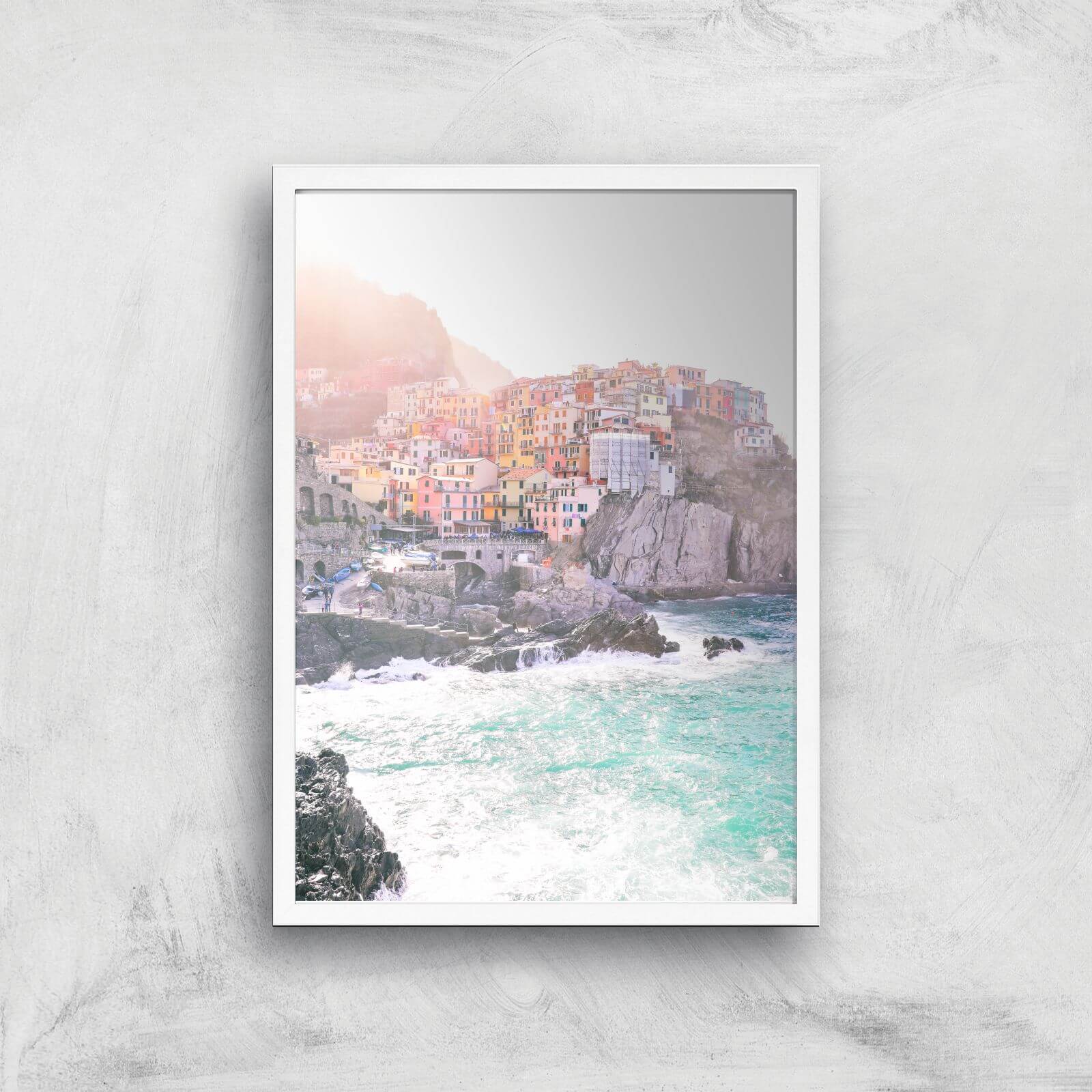 Italian Coastal Town Giclee Art Print - A2 - White Frame