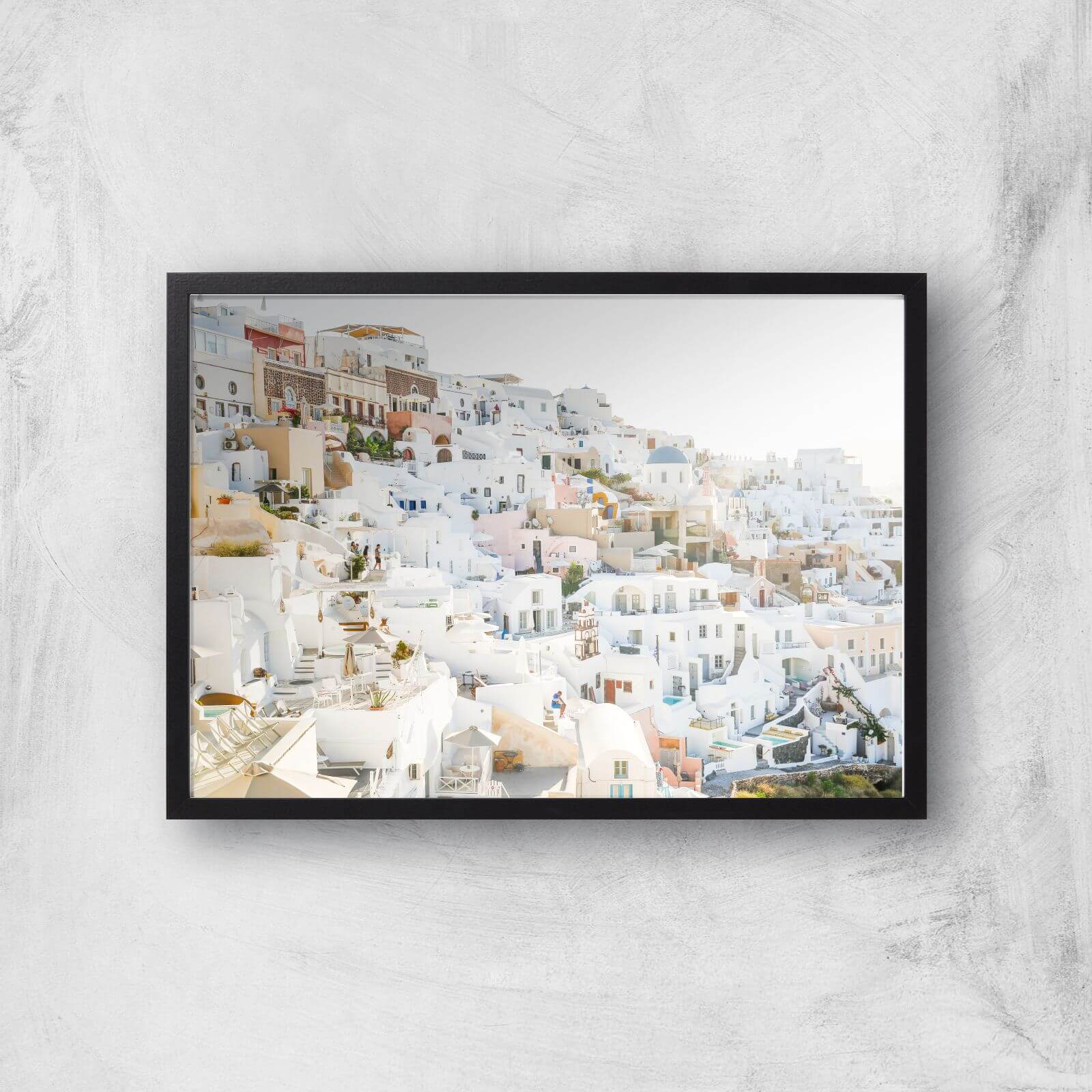 Santorini White Giclee Art Print - A3 - Black Frame