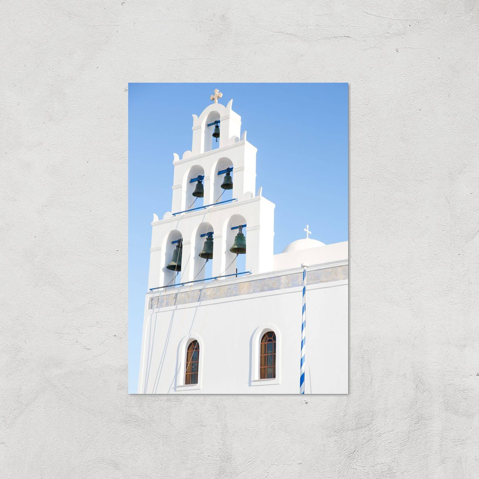 Santorini Bell Tower Giclee Art Print - A3 - Print Only