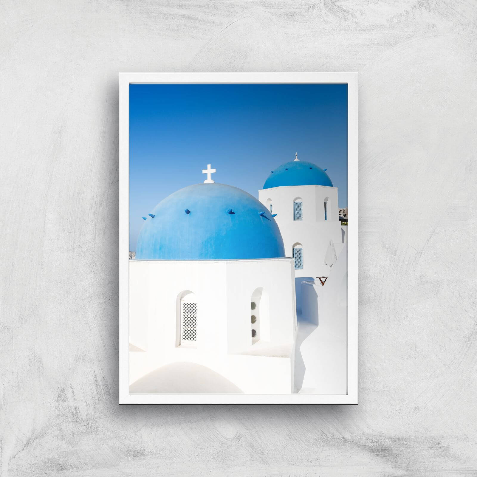 Santorini Church Giclee Art Print - A3 - White Frame