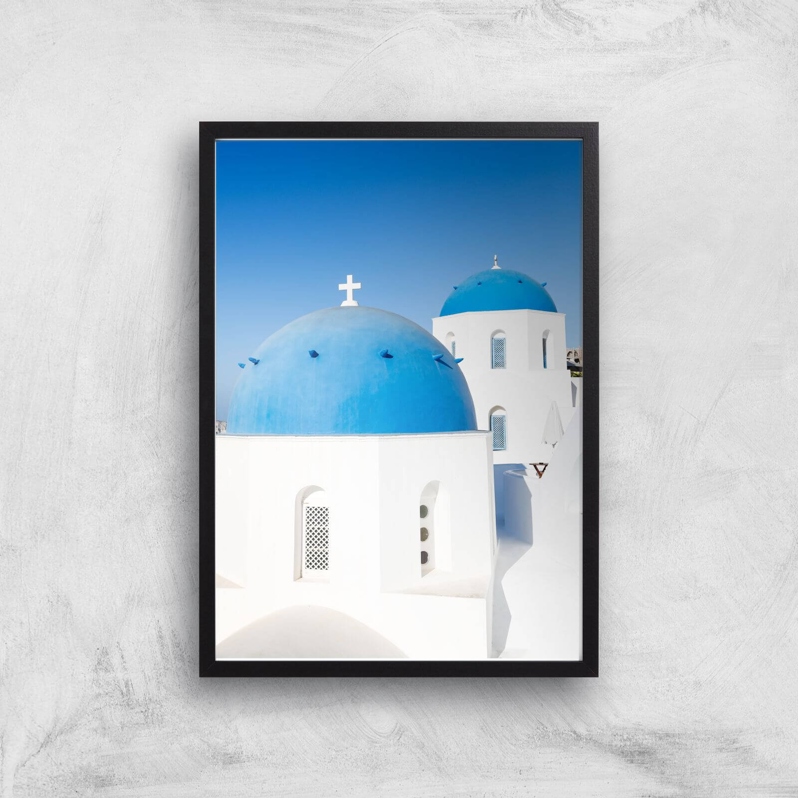 Santorini Church Giclee Art Print - A2 - Black Frame