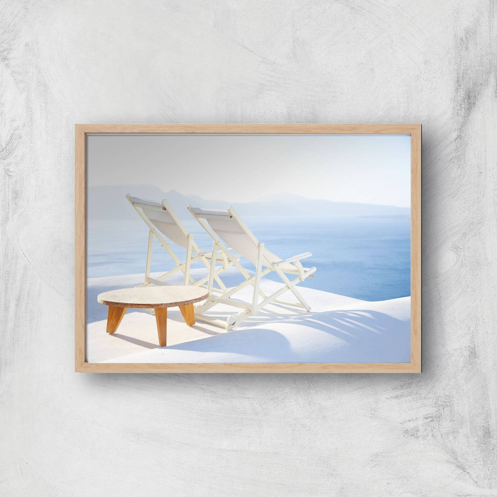 Santorini Rest Giclee Art Print - A3 - Wooden Frame