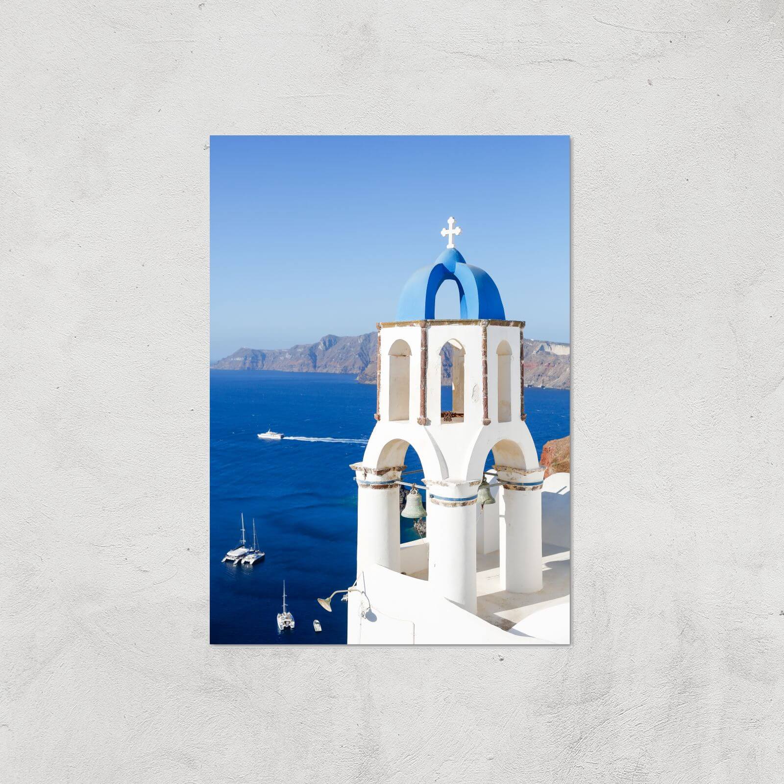 Santorini Tower Giclee Art Print - A4 - Print Only