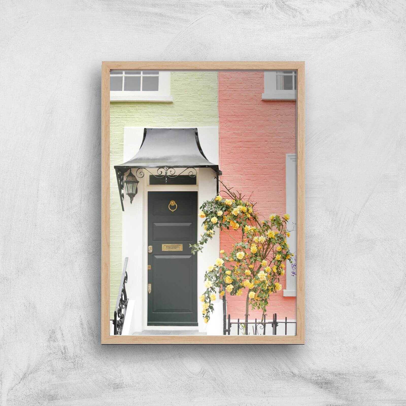 Pastel Walls And Dark Doors Giclee Art Print - A2 - Wooden Frame