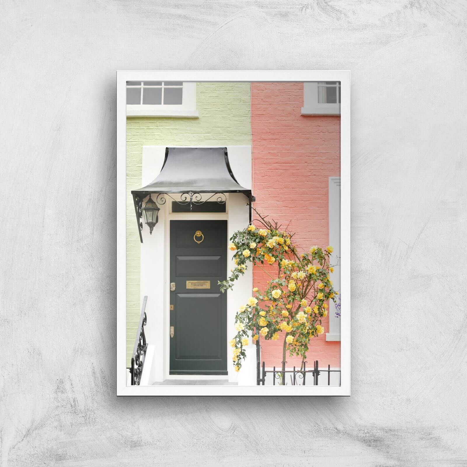 Pastel Walls And Dark Doors Giclee Art Print - A2 - White Frame