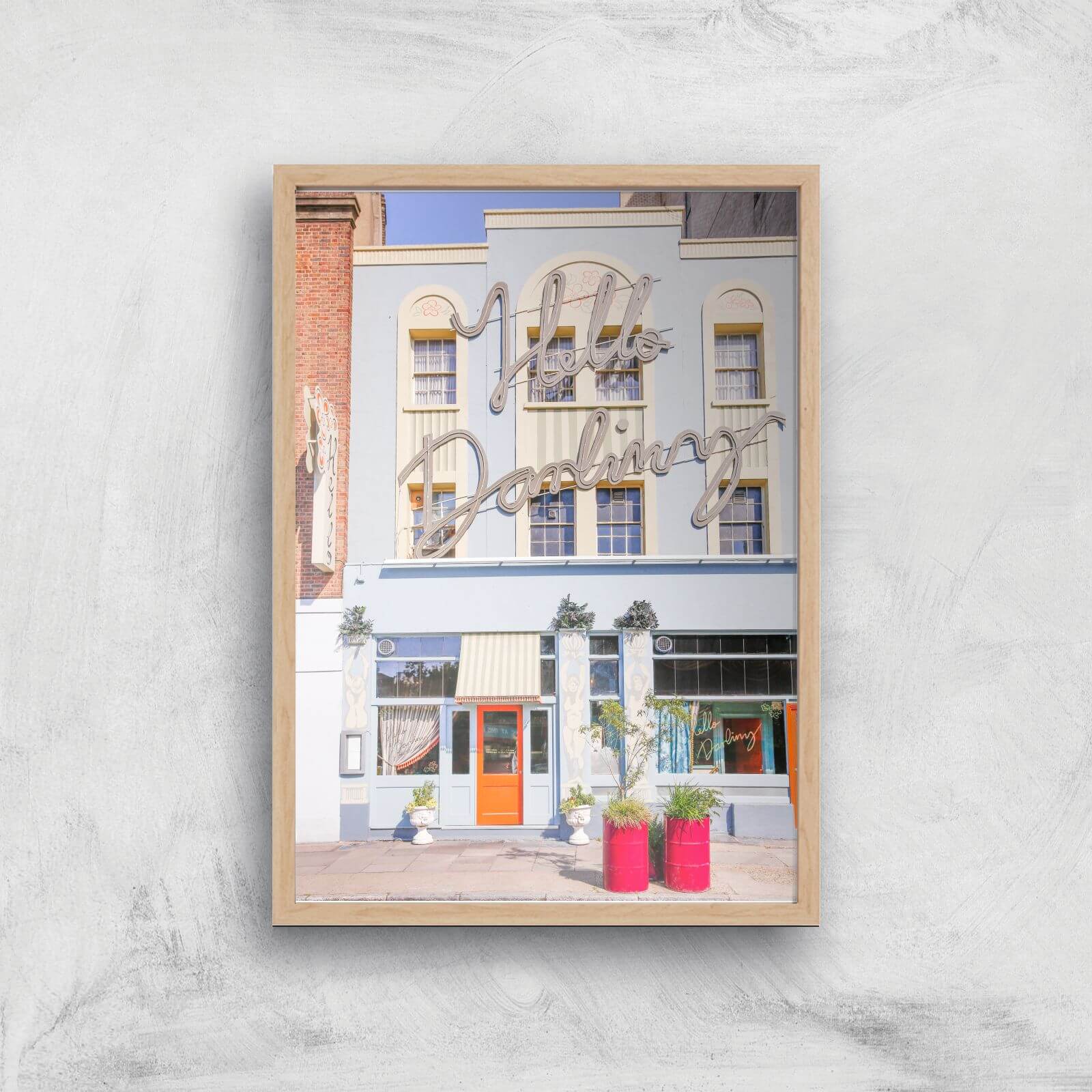 Hello Darling Giclee Art Print - A3 - Wooden Frame