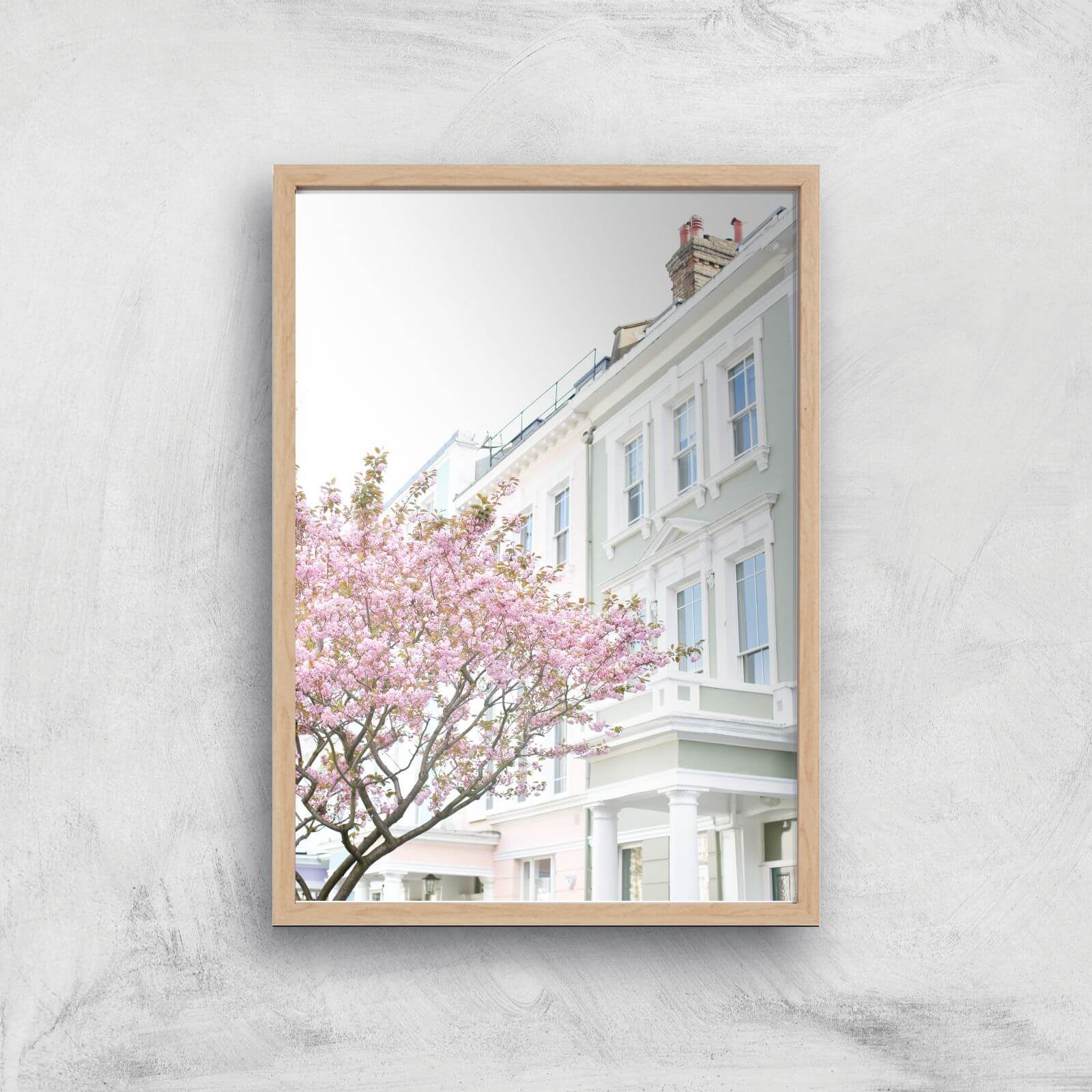 Notting Hill In Bloom Giclee Art Print - A4 - Wooden Frame