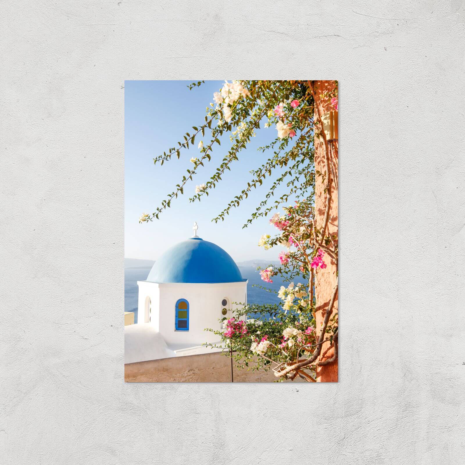 Santorini Flowers Giclee Art Print - A4 - Print Only
